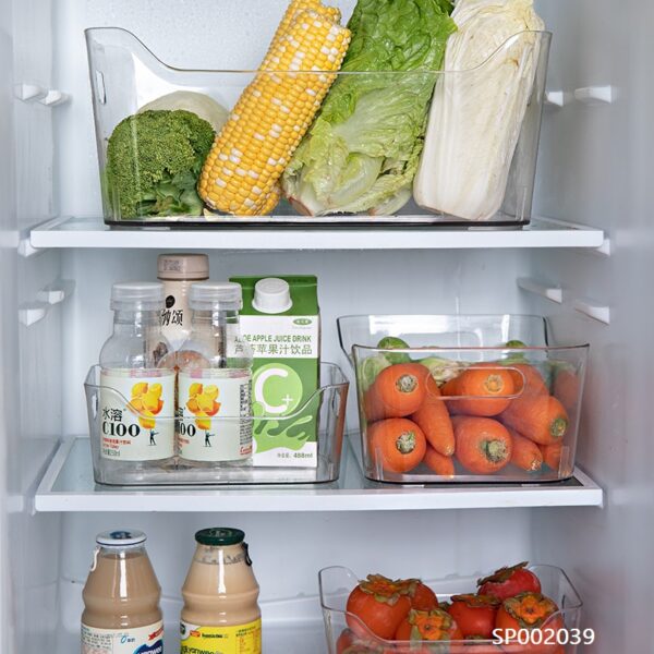 Plastic tray for storage or food in the refrigerator without lid