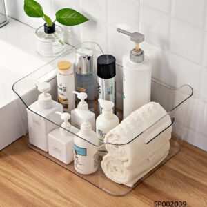 Plastic tray for storage or food in the refrigerator without lid