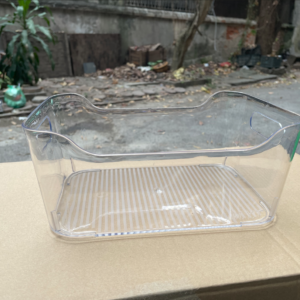 Plastic tray for storage or food in the refrigerator without lid